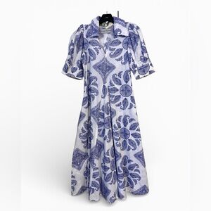 Purple Paisley Cotton/Linen Midi Dress